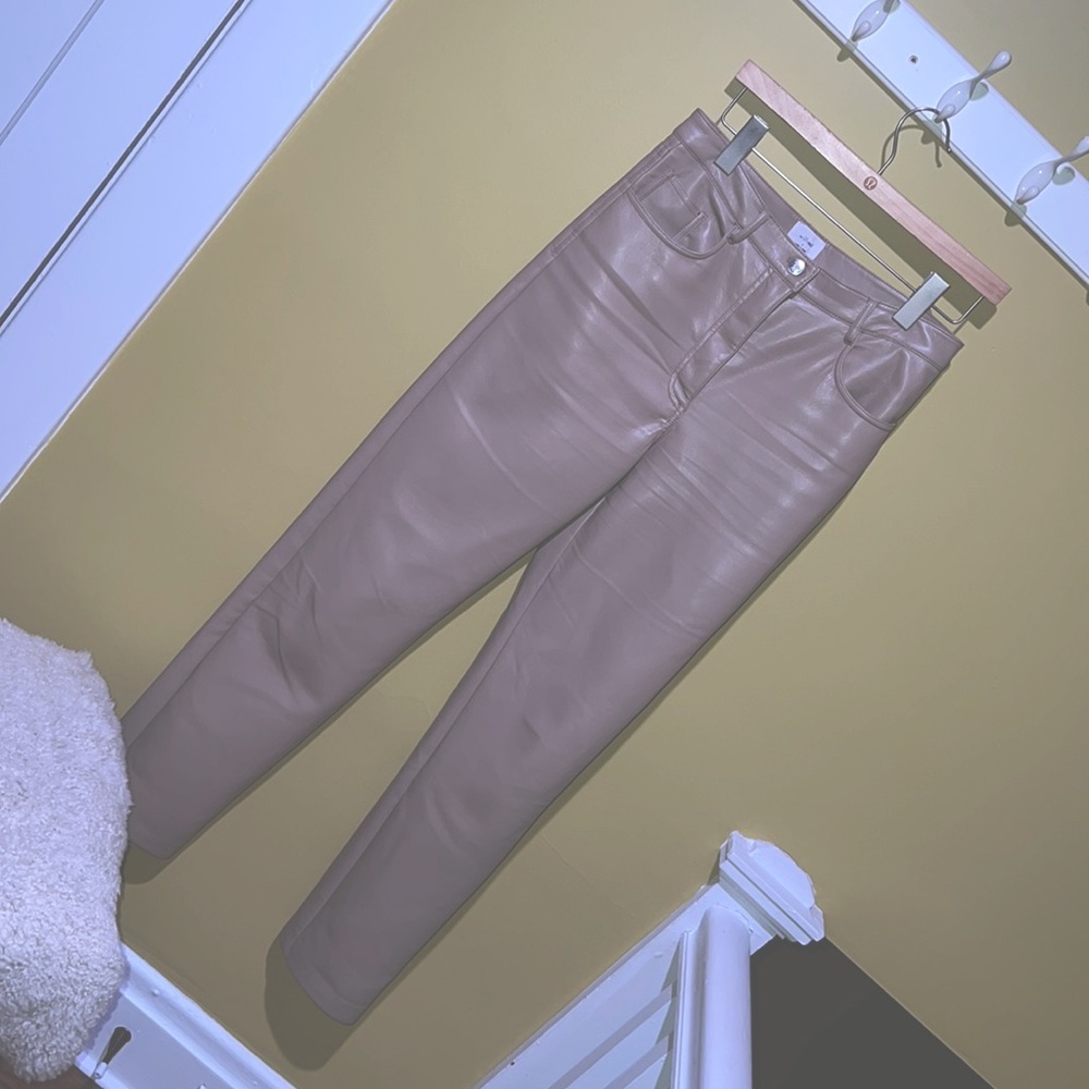 Aritzia Melina Pant size 8 sand buff regular length vegan leather